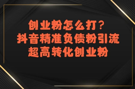 创业粉怎么打？抖音精准负债粉引流，超高转化创业粉资源站资源站