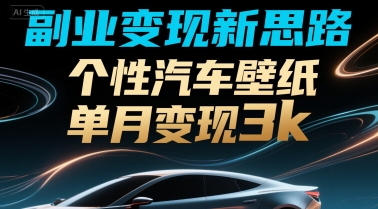 副业变现新思路，个性汽车壁纸单月变现3k资源站资源站