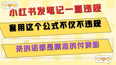 小红书发笔记一直违规，套用这个公式不仅不违规，来的还都是精准的付费粉资源站资源站