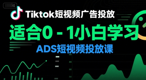 Tiktok短视频广告投放，适合0-1小白学习ADS短视频投放课资源站资源站