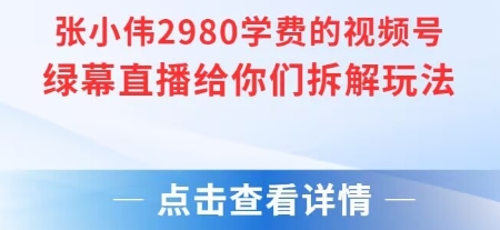 张小伟2980付费额视频号绿幕直播给你们拆解玩法资源站资源站