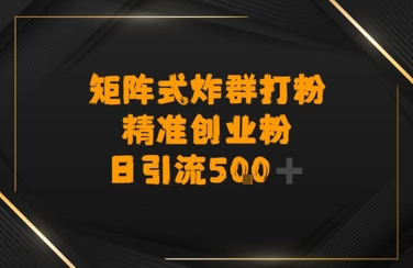 矩阵炸群打粉，日引流500+精准创业粉资源站资源站