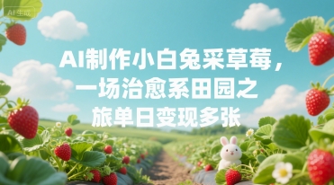 AI制作小白兔采草莓，一场治愈系田园之旅单日变现多张资源站资源站